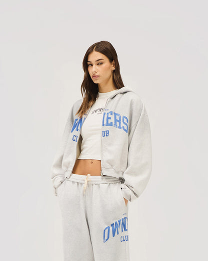 Represent Owners Club Zip Through Hoodie - Sprayed Ice Grey Marl