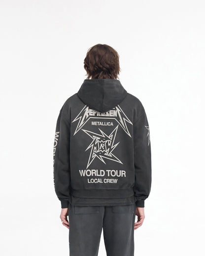 Represent X Metallica Local Crew Zip Hoodie - Stained Black