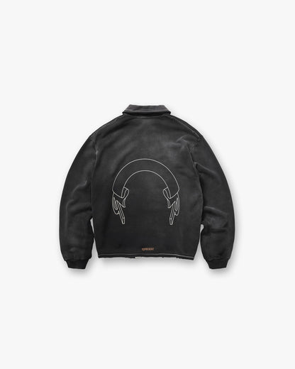 Represent Banner Quarter Zip Sweatshirt - Stained Black