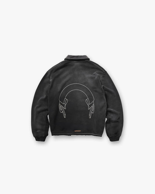 Represent Banner Quarter Zip Sweatshirt - Stained Black
