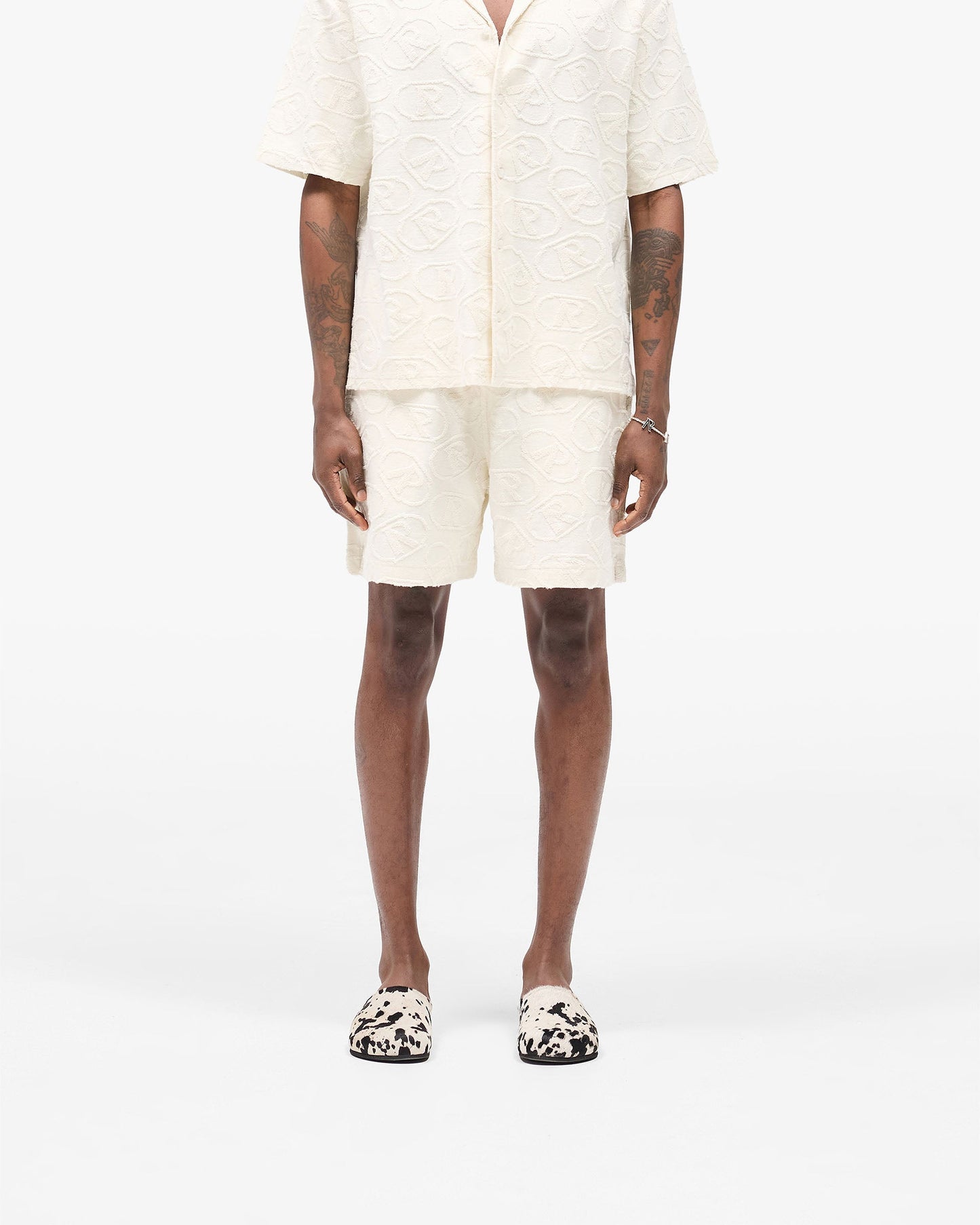 All Over Print Towel Short - Aged White