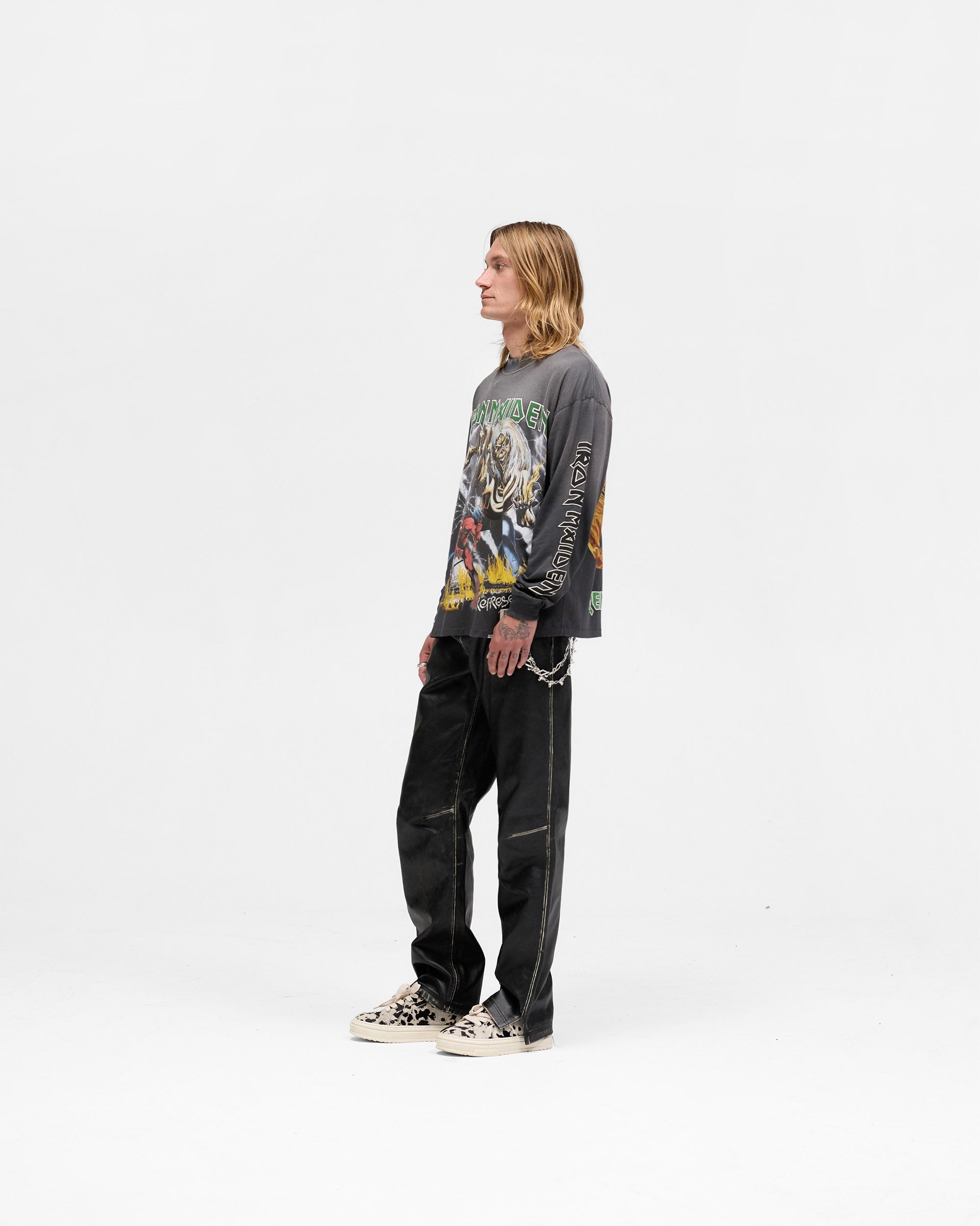 Represent X Iron Maiden Number Of The Beast Long Sleeve T-Shirt - Sunfade Grey