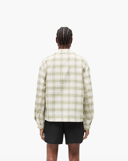 Sheer Long Sleeve Flannel Shirt - Green