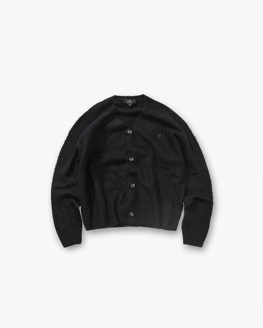 Textured Knit Cardigan - Jet Black
