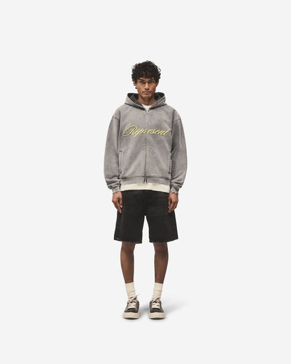 Script Logo Zip Hoodie - Vintage Grey