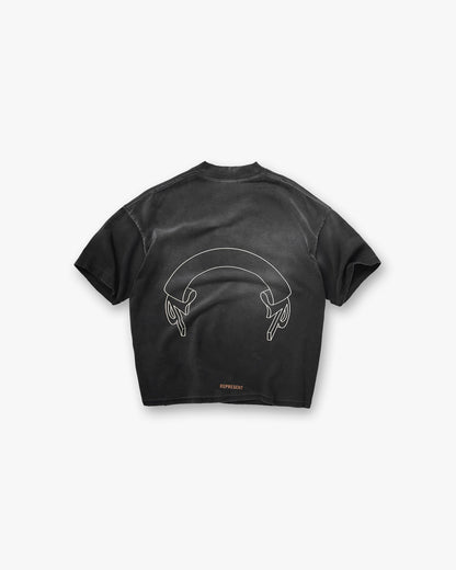Represent Banner T-Shirt - Stained Black