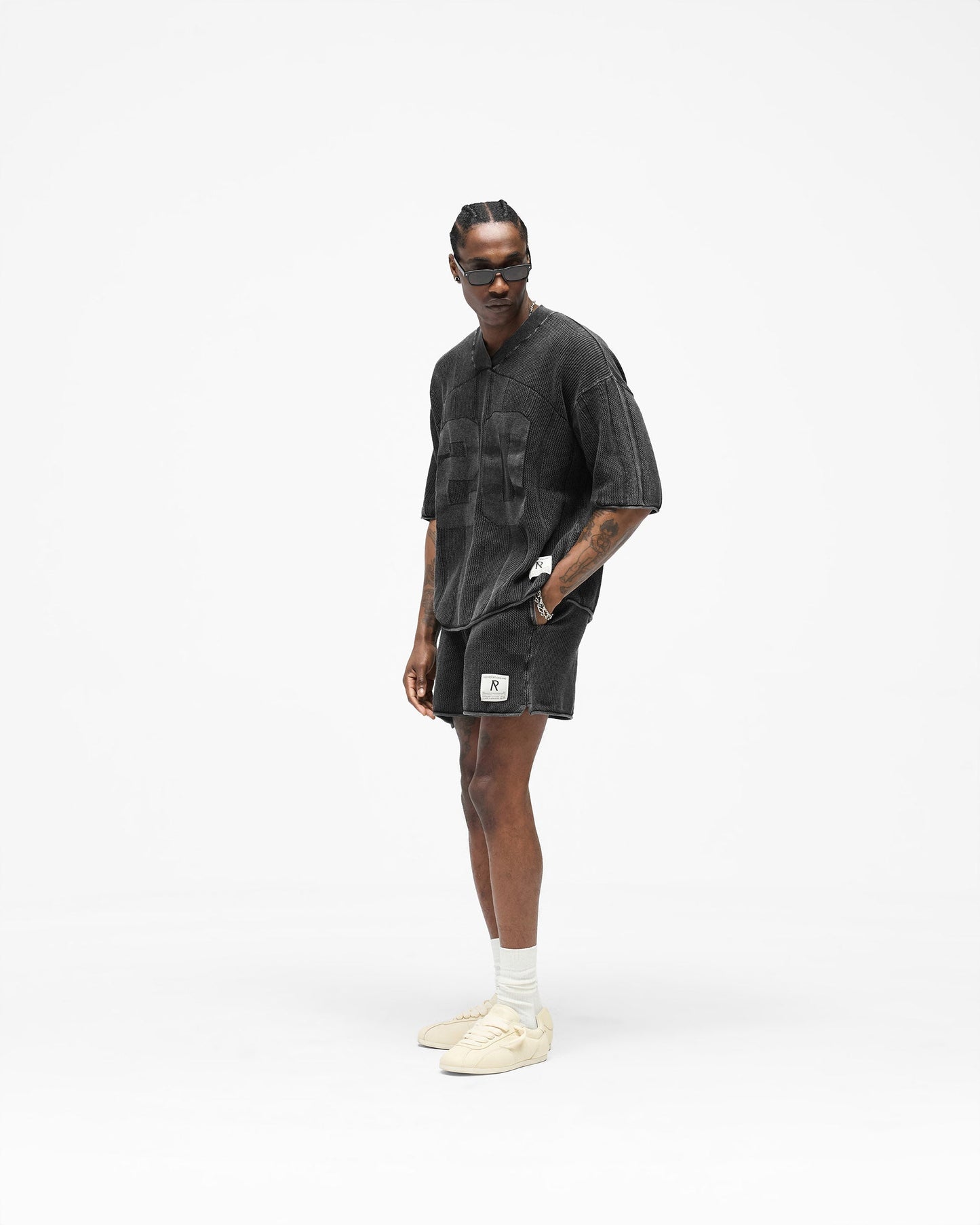 Knitted Varsity Shorts - Vintage Grey