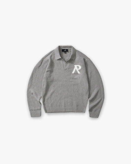 Knitted Boucle Polo - Grey