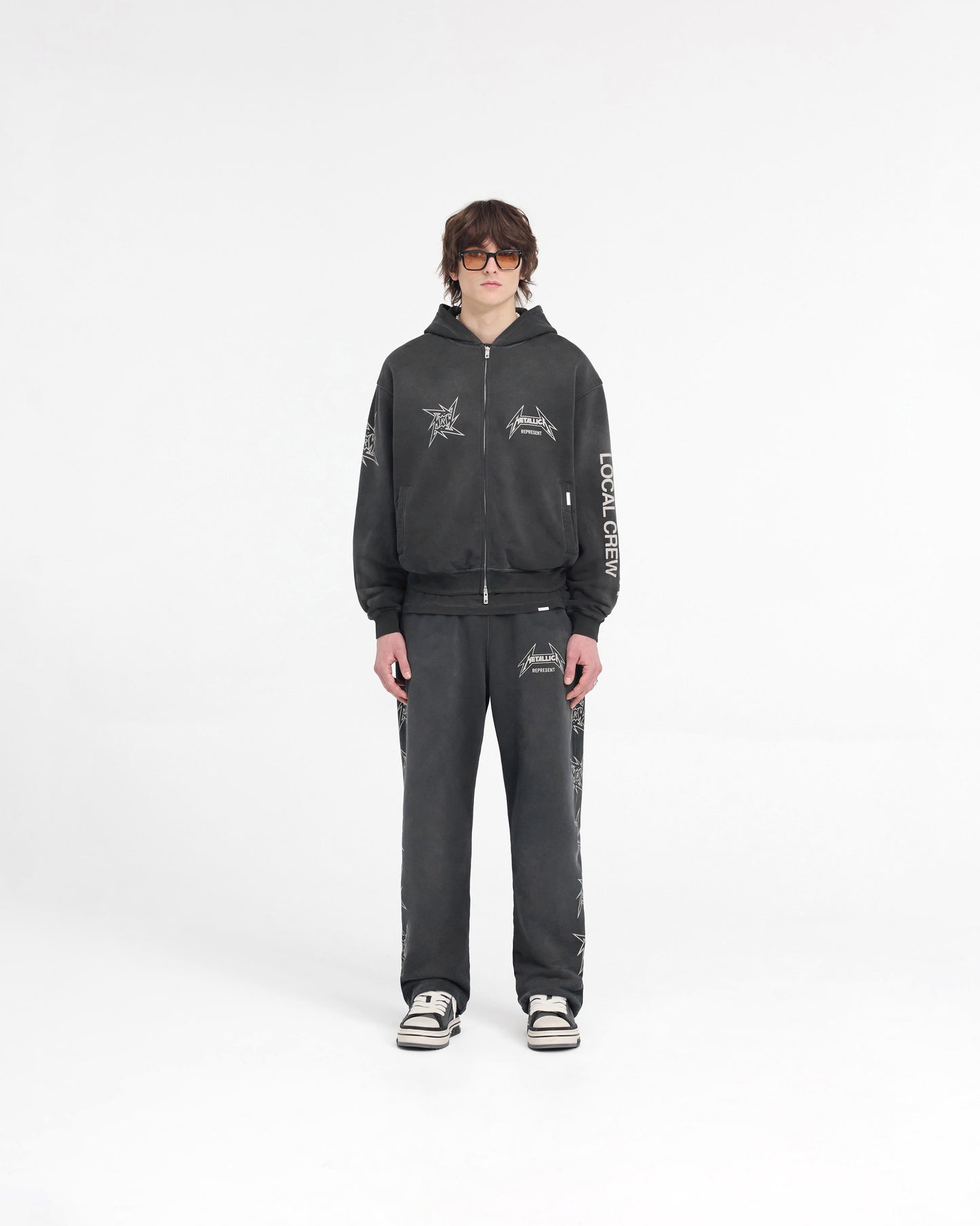 Represent X Metallica Local Crew Zip Hoodie - Stained Black