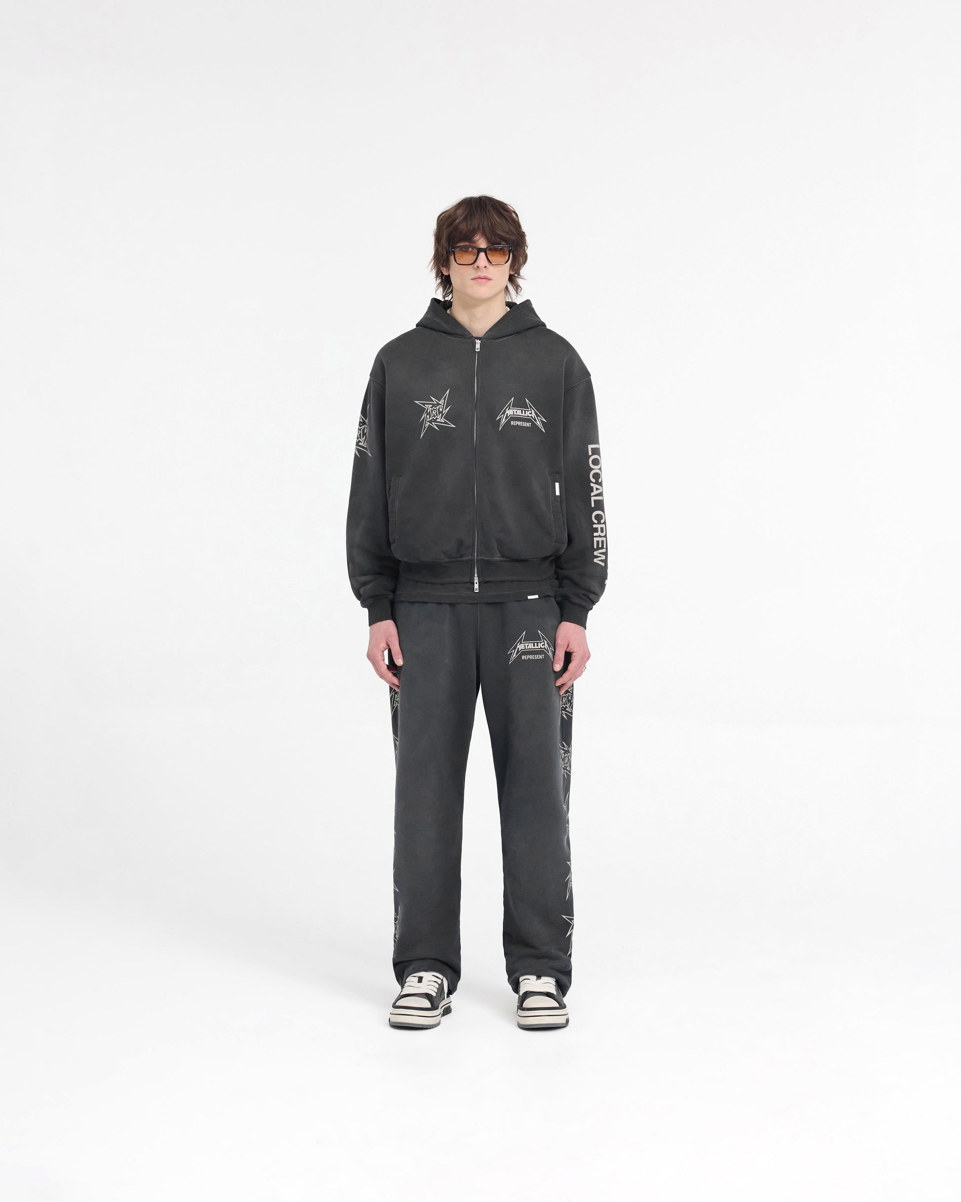 Represent X Metallica Local Crew Zip Hoodie - Stained Black