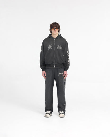 Represent X Metallica Local Crew Zip Hoodie - Stained Black