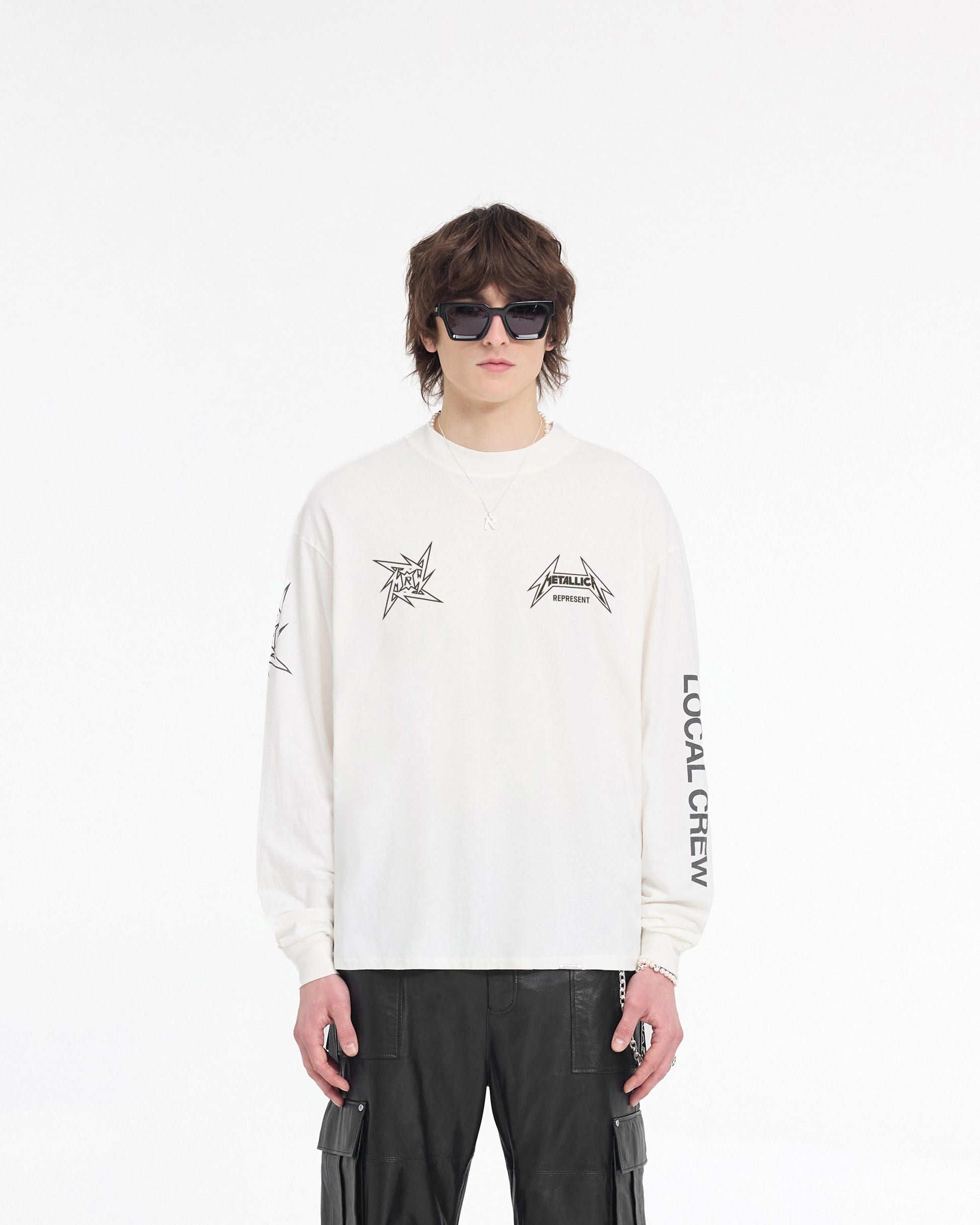 Represent X Metallica Local Crew Long Sleeve T-Shirt - Flat White