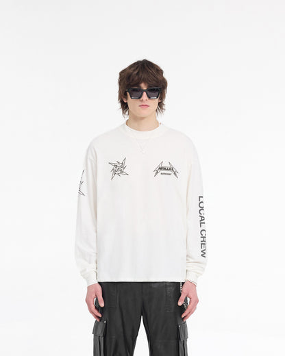 Represent X Metallica Local Crew Long Sleeve T-Shirt - Flat White