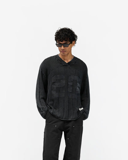 Knitted Varsity Long Sleeve Jersey - Vintage Grey