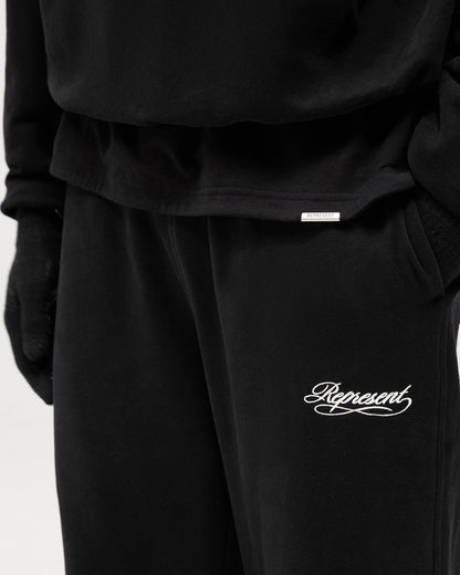 Dual Layer Script Sweatpants - Jet Black