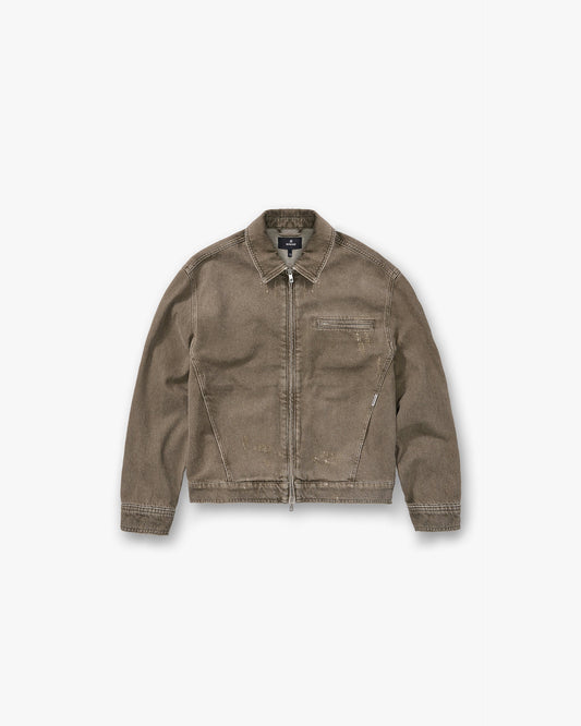 Collared Denim Jacket - Washed Olive