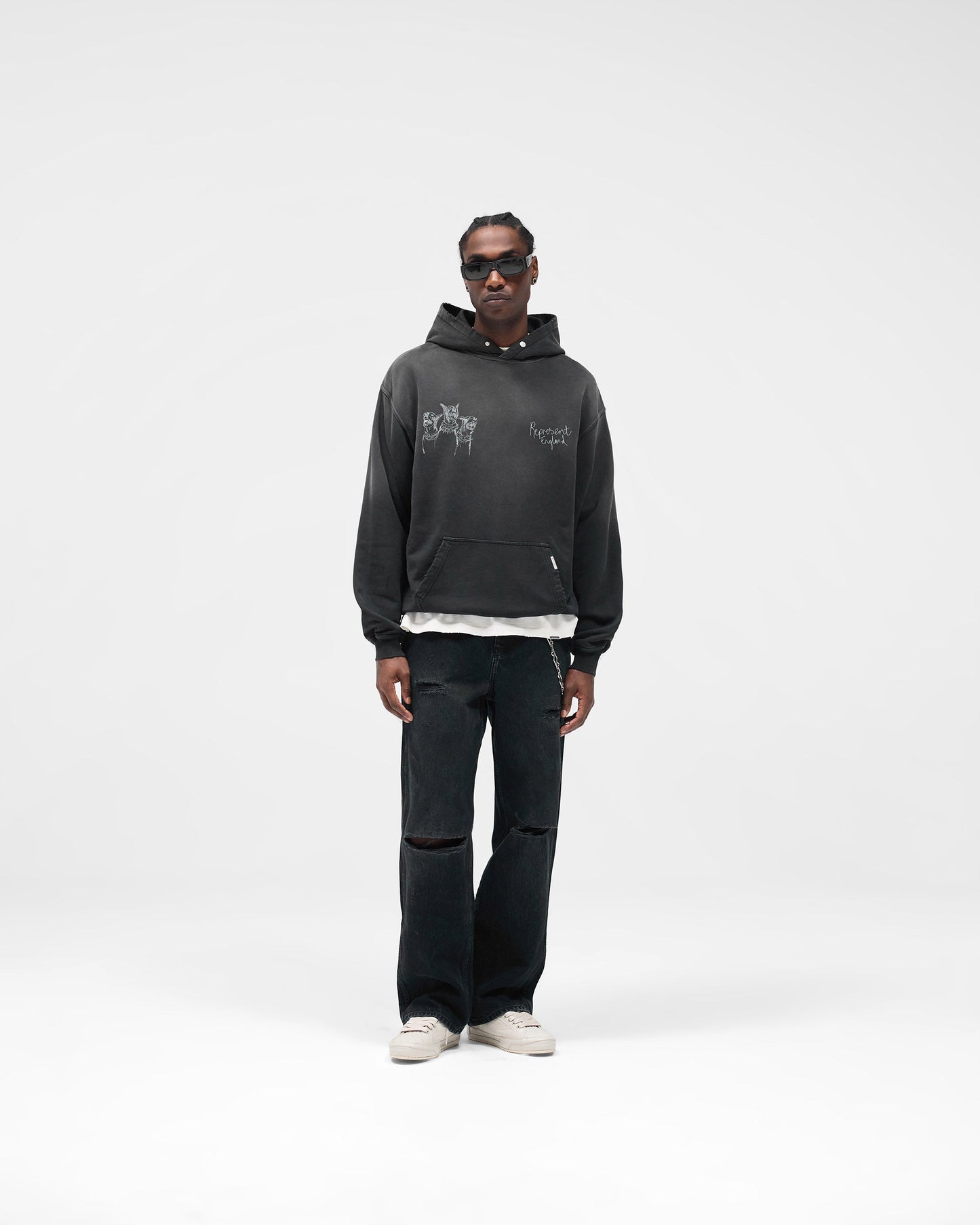R3 Distressed Baggy Denim - Petrol