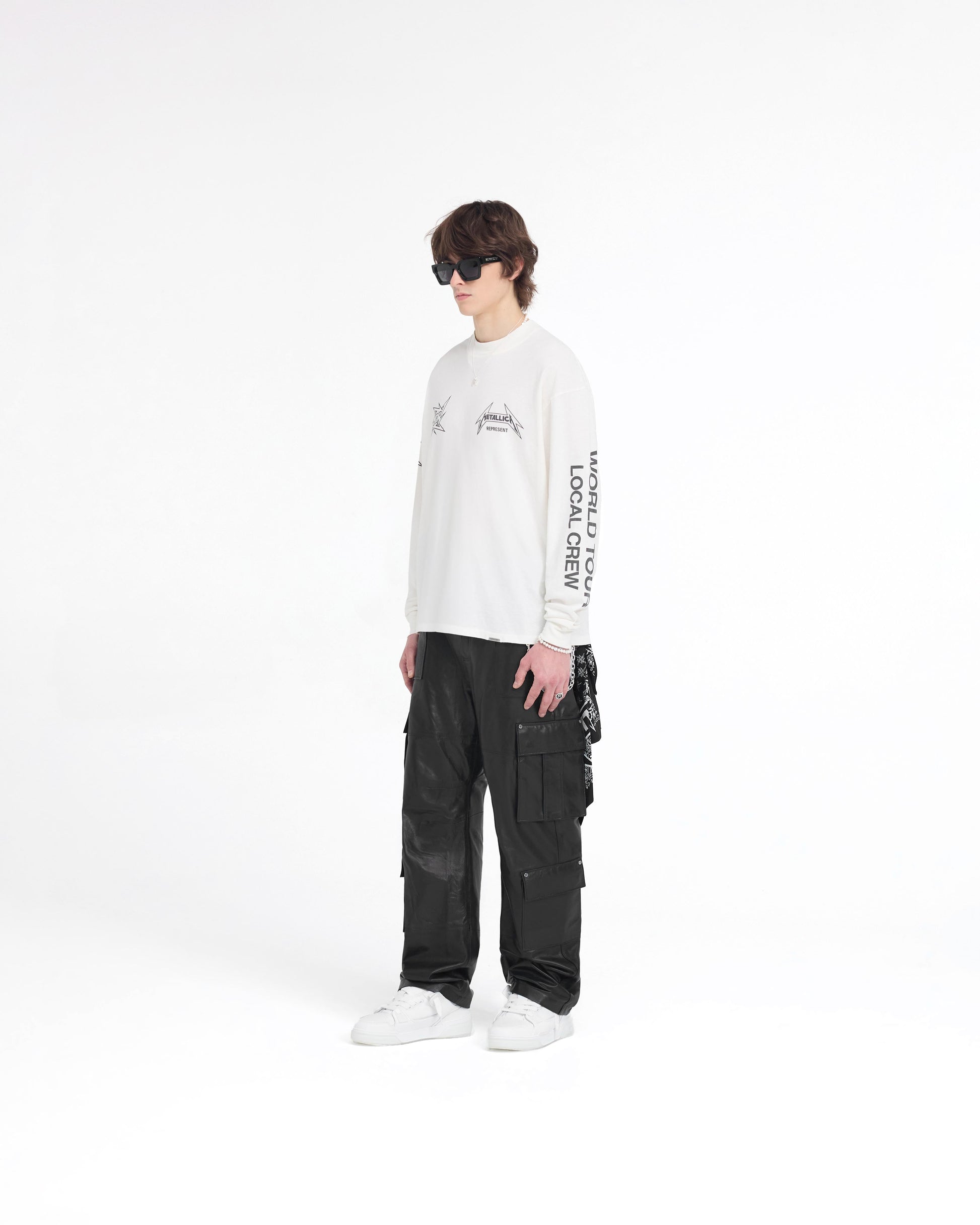 Represent X Metallica Local Crew Long Sleeve T-Shirt - Flat White