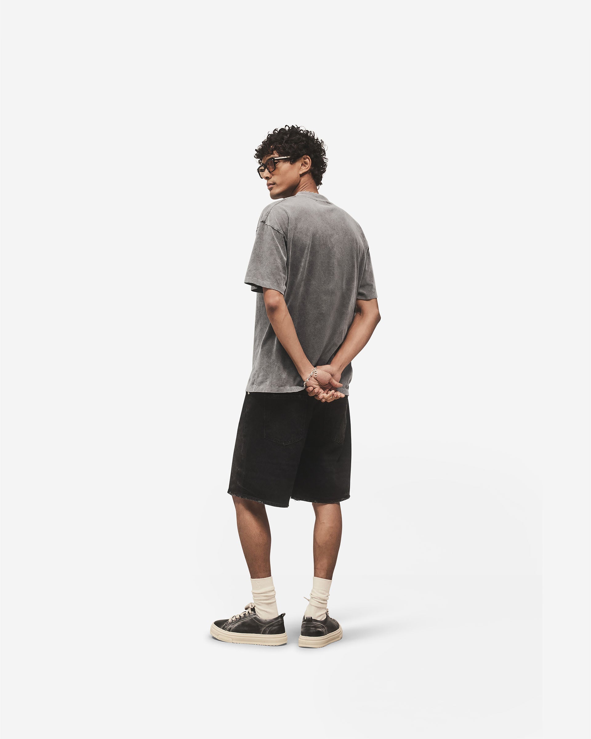 Embroidered Serif Logo T-Shirt - Vintage Grey