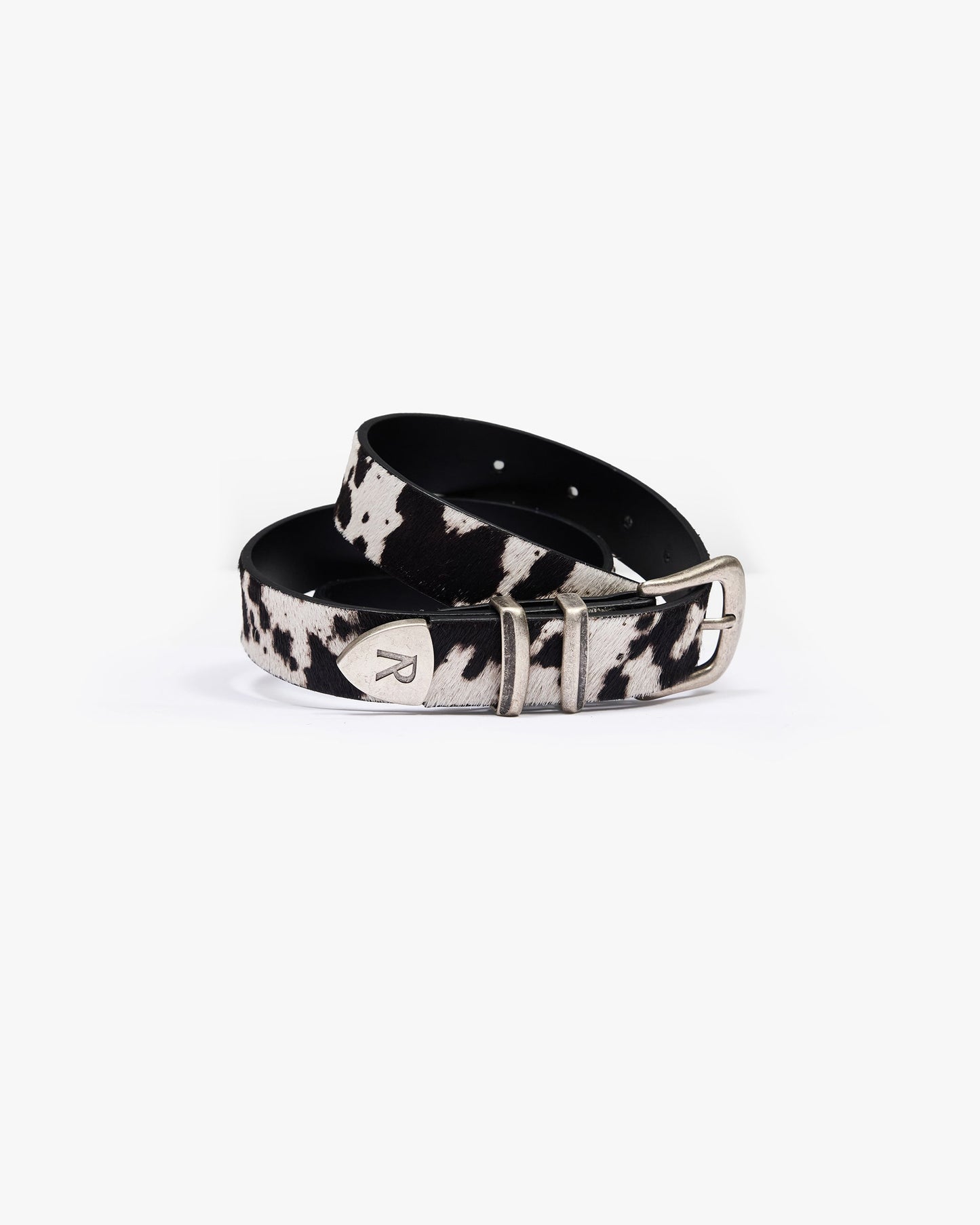 Cowhide Rodeo Belt - Flat White Jet Black