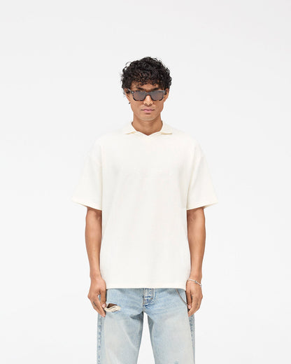 Ribbed Polo - Aged White