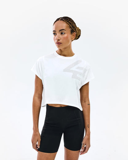 247 Perforated Cropped Training T-Shirt - White