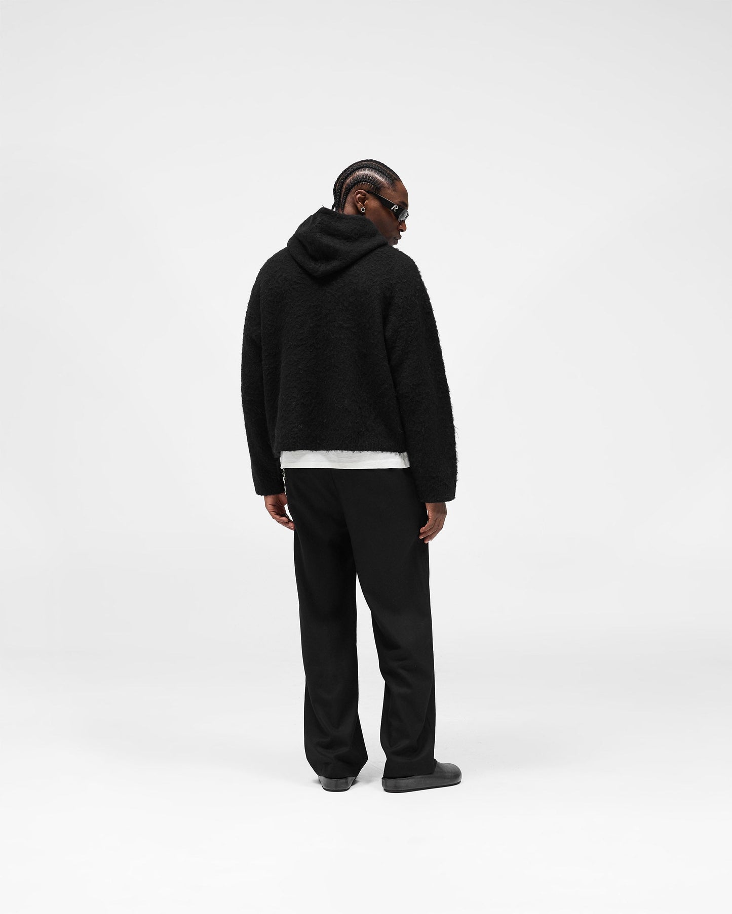 Textured Borg Hoodie - Jet Black