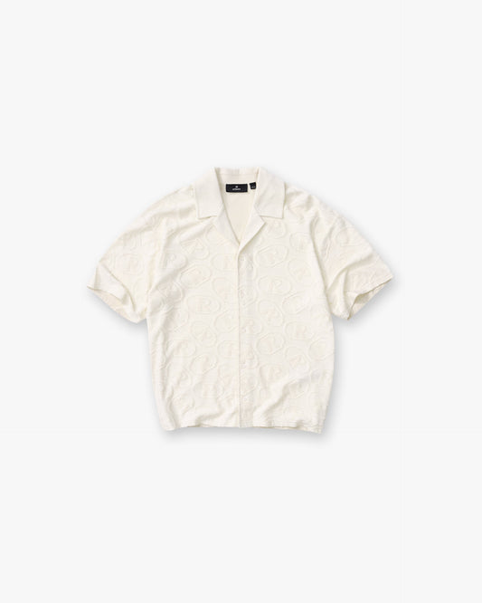 All Over Print Towel Shirt - Aged White