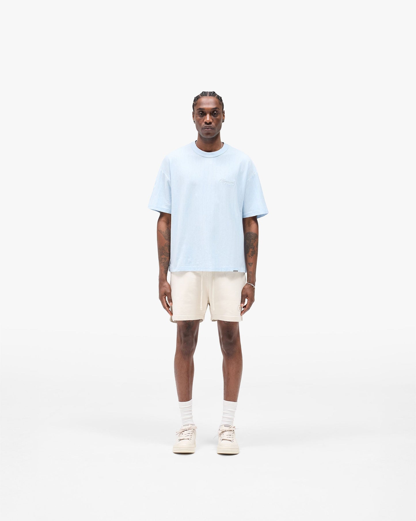 Slub Script T-Shirt - Ice Blue