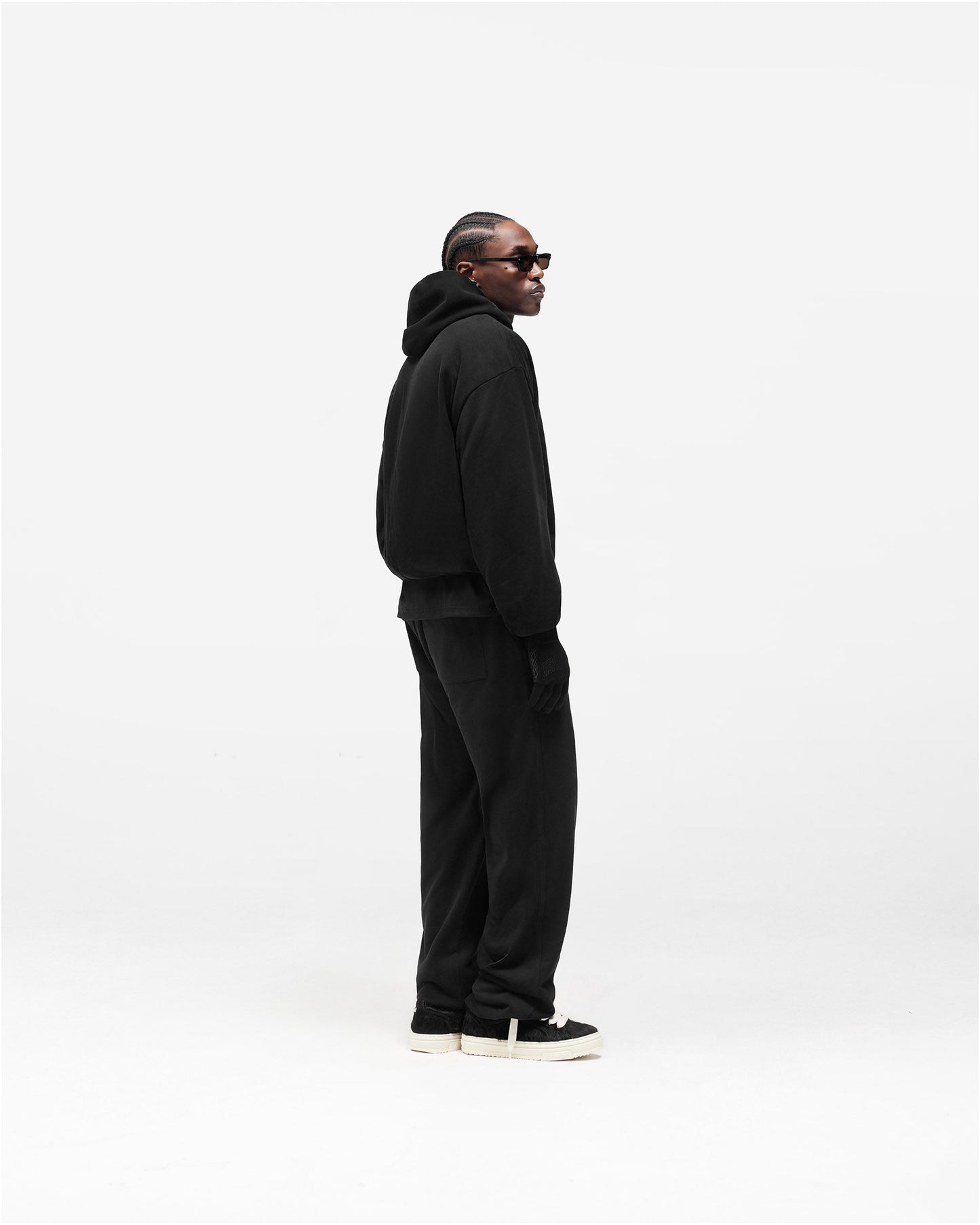 Dual Layer Script Sweatpants - Jet Black