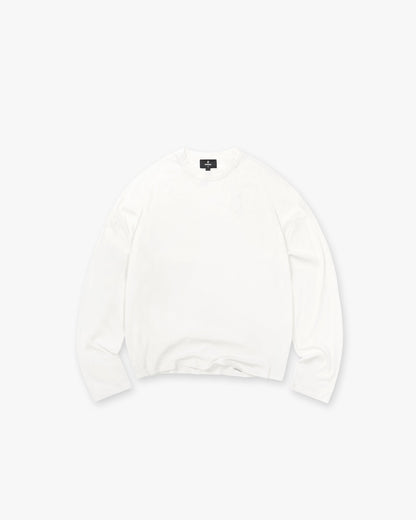 Initial Sheer Rib Long Sleeve T-Shirt - Flat White