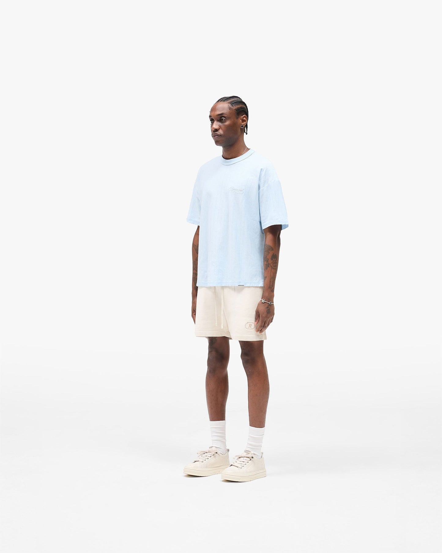 Slub Script T-Shirt - Ice Blue